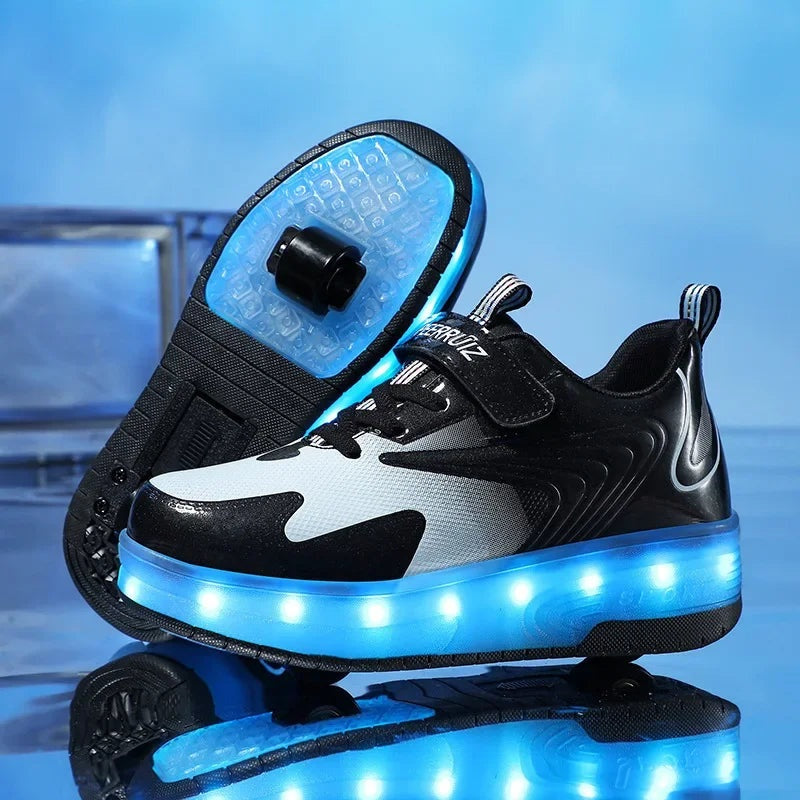 Kids Light Up Roller Shoes with Heel Wheel in Three Models, view 16