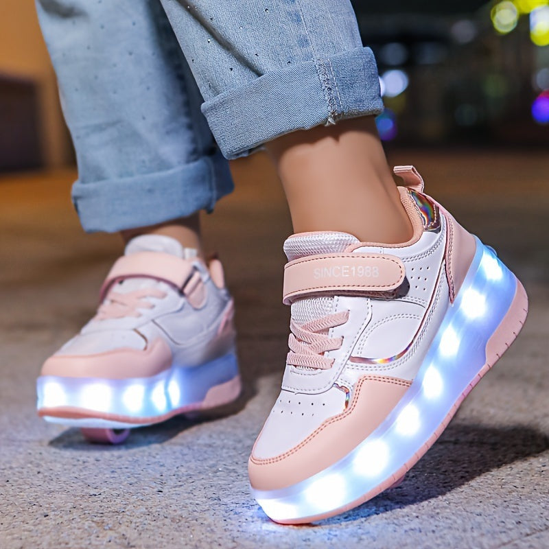 Kids Light Up Sneakers with Retractable Wheels, USB Rechargeable, view 9