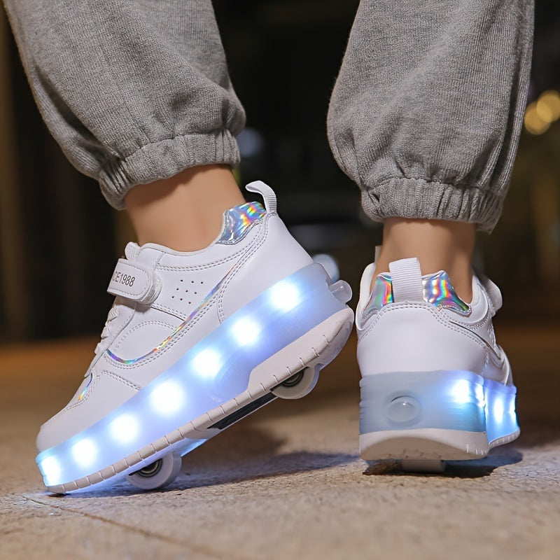 Kids Light Up Sneakers with Retractable Wheels, USB Rechargeable, view 11