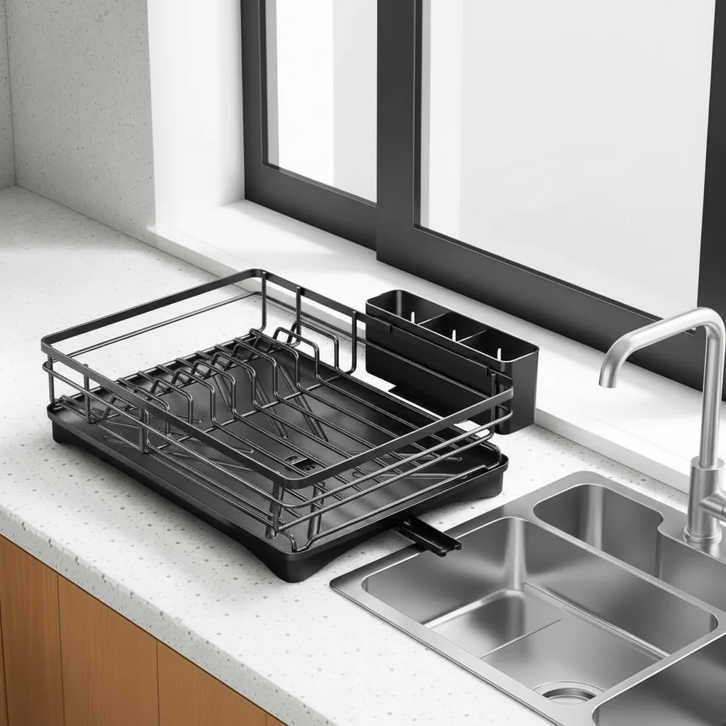 Large Dish Drying Rack with Drip Tray, Standard or Premium Version, view 7