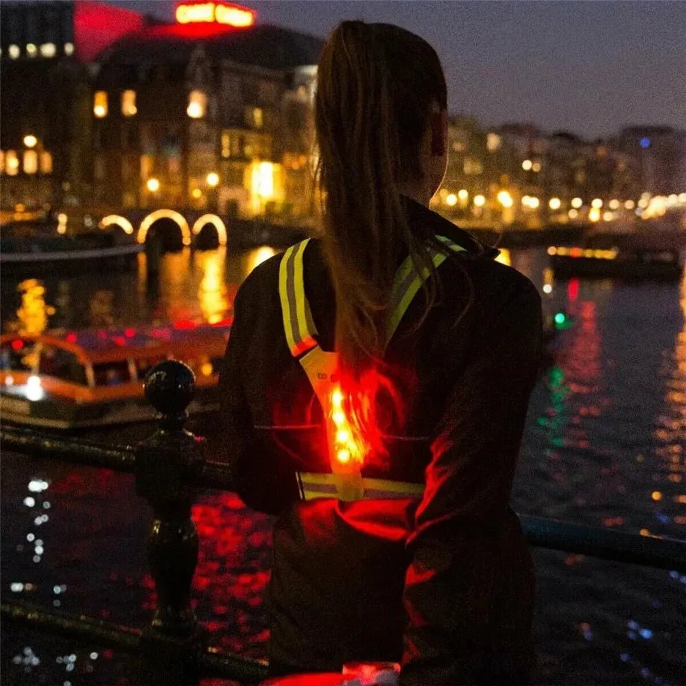 LED Running Vest with Reflective Strips and Three Light Modes, USB Rechargeable, view 3