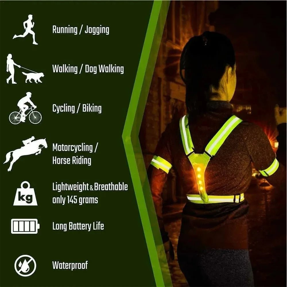 LED Running Vest with Reflective Strips and Three Light Modes, USB Rechargeable, view 7