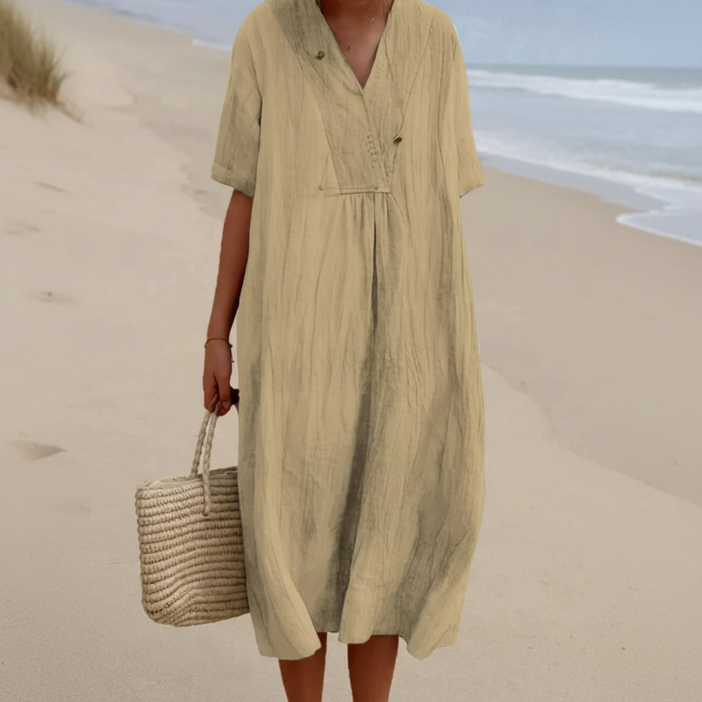 Lightweight A Line Summer Dress with V Neck and Pockets for Warm Days, view 5
