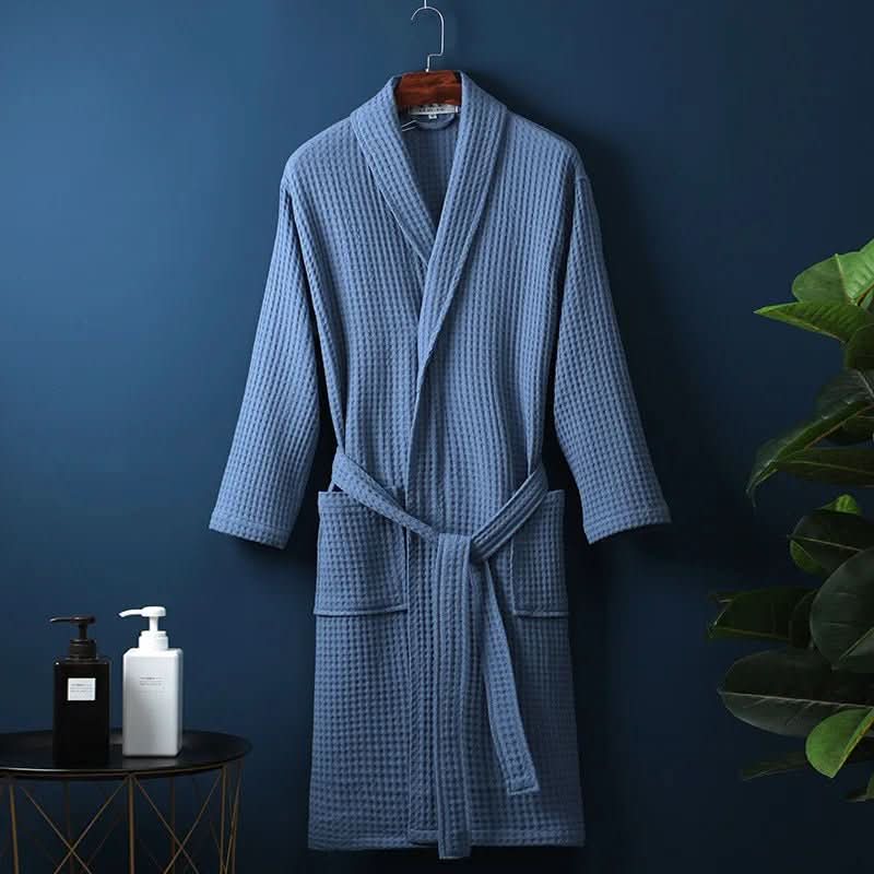Lightweight Unisex Waffle Knit Bathrobe with Tie Belt, view 6