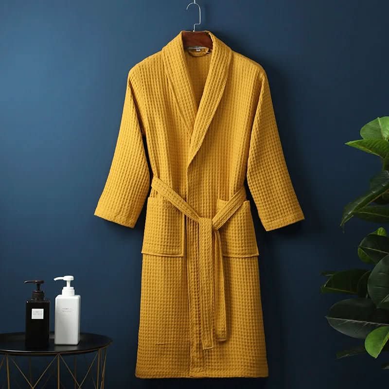 Lightweight Unisex Waffle Knit Bathrobe with Tie Belt, view 7