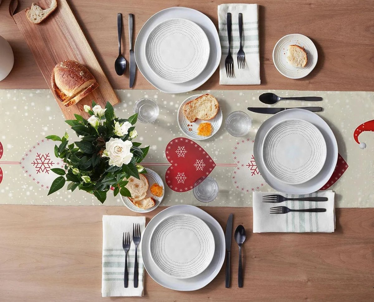 Linen Christmas Table Runner with Gnome Print in Three Lengths up to 78.7 in, view 2