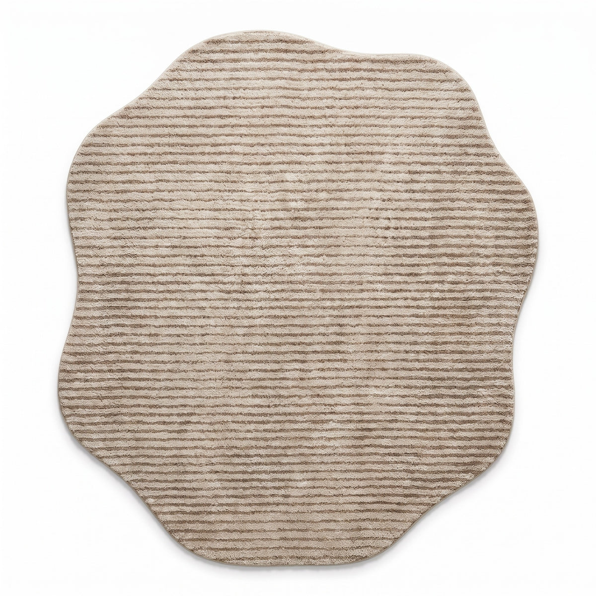 Cream Striped Shaped Rug | Washable Thick Pile, 31-118in