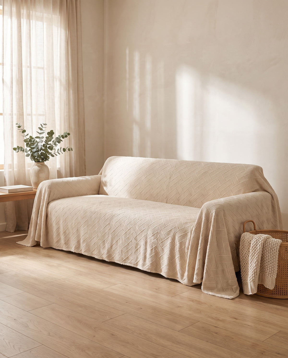Luxury Diamond Knit Stretch Sofa Cover- Anti-Scratch, Full-Cover | Spill Resistant