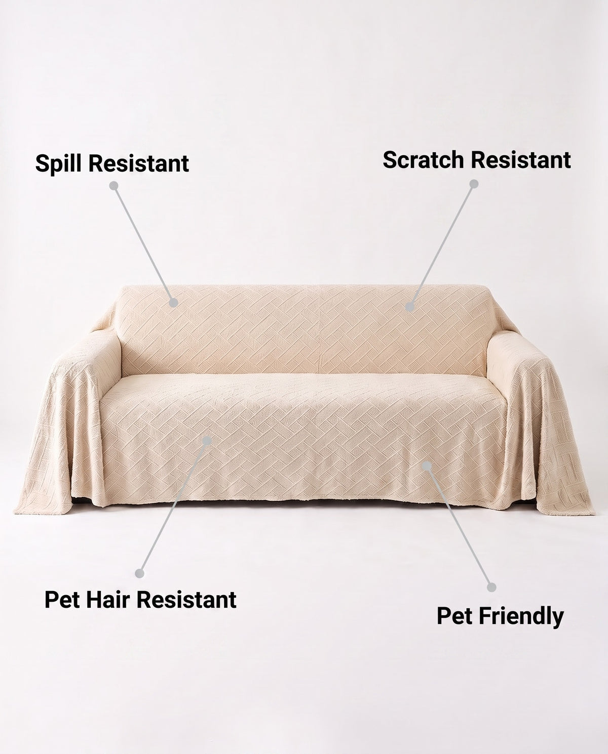 Luxury Diamond Knit Stretch Sofa Cover- Anti-Scratch, Full-Cover | Spill Resistant