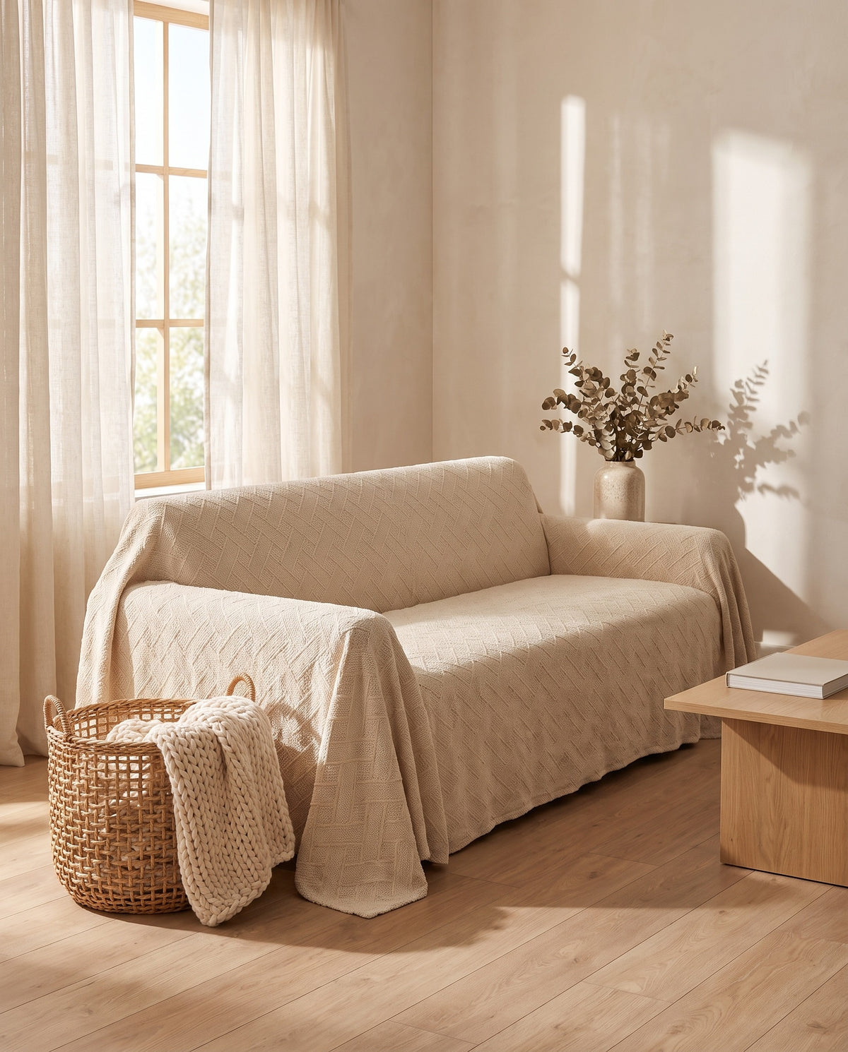 Luxury Diamond Knit Stretch Sofa Cover- Anti-Scratch, Full-Cover | Spill Resistant