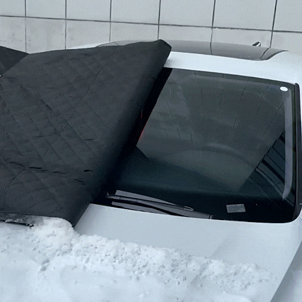 Magnetic windshield cover protecting a car windshield from snow