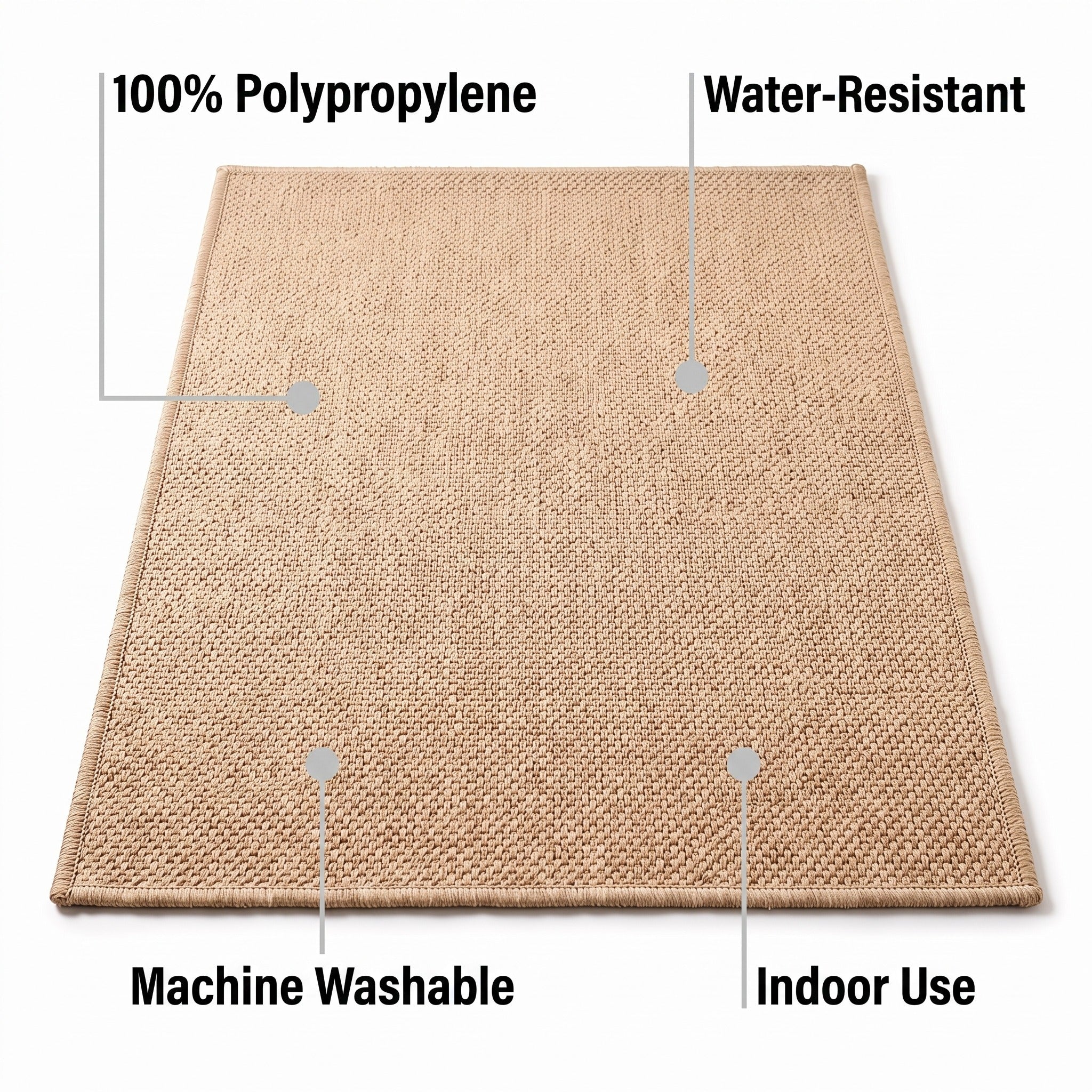 Beige Woven Indoor Door Mat | Durable Polypropylene, 20-47in