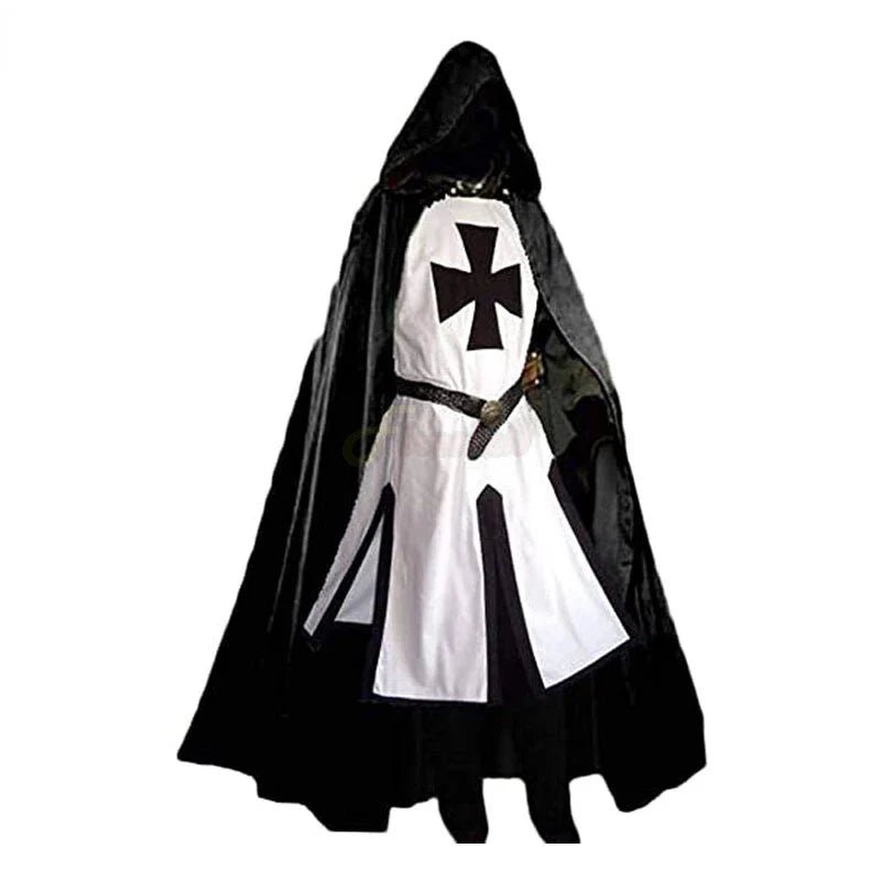 Medieval Knight Costume in Cotton Blend with Tunic and Hooded Cloak, view 5