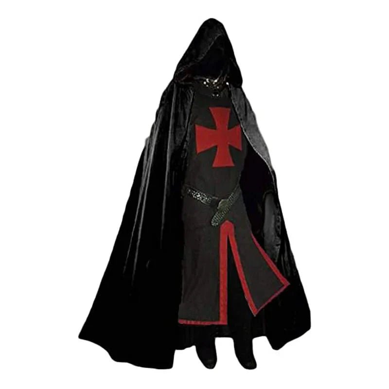 Medieval Knight Costume in Cotton Blend with Tunic and Hooded Cloak, view 7