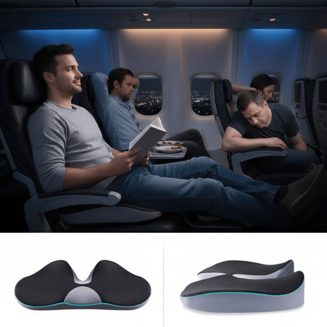 Memory Foam Seat Cushion with Breathable Cover and Non Slip Bottom, view 4