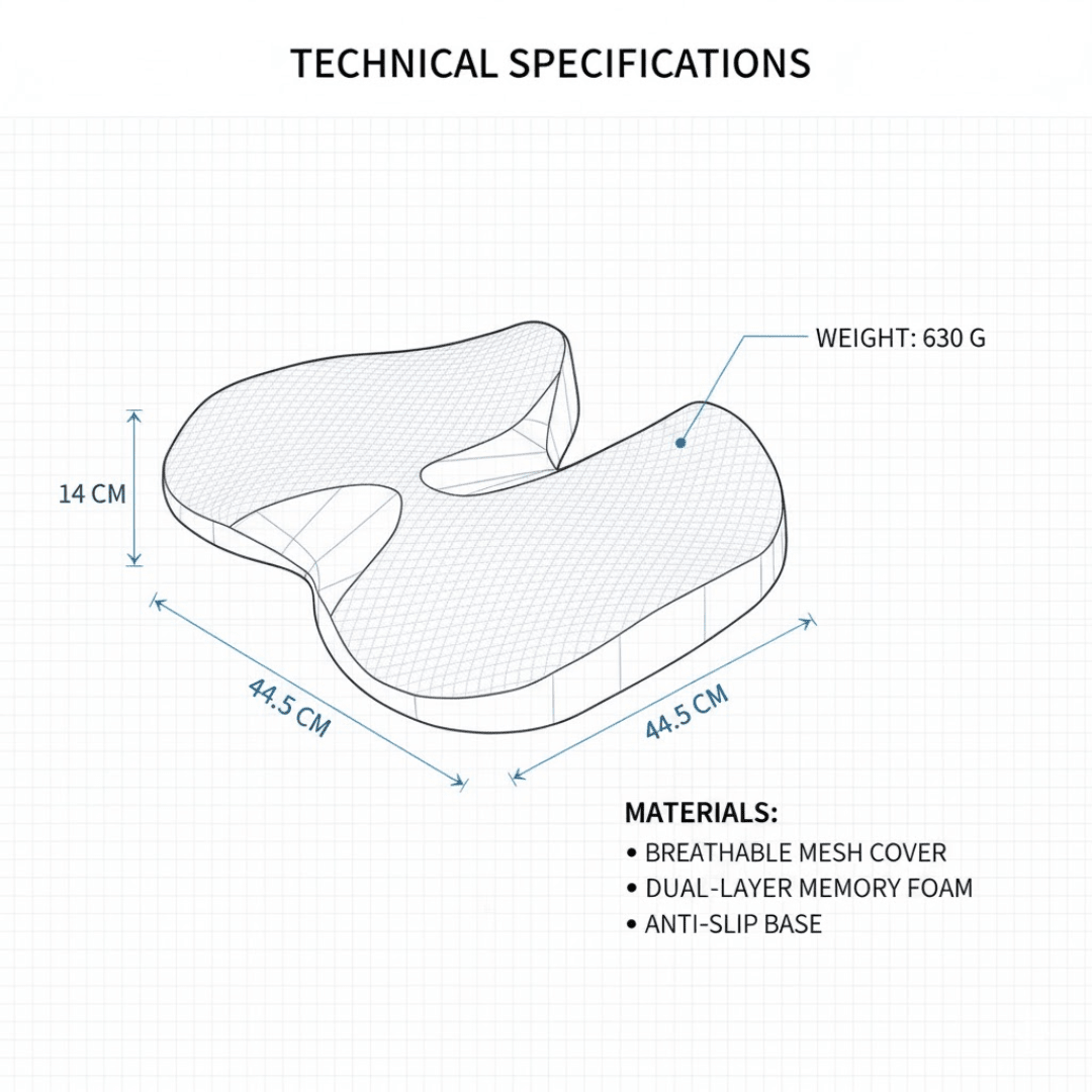 Memory Foam Seat Cushion with Breathable Cover and Non Slip Bottom, view 8