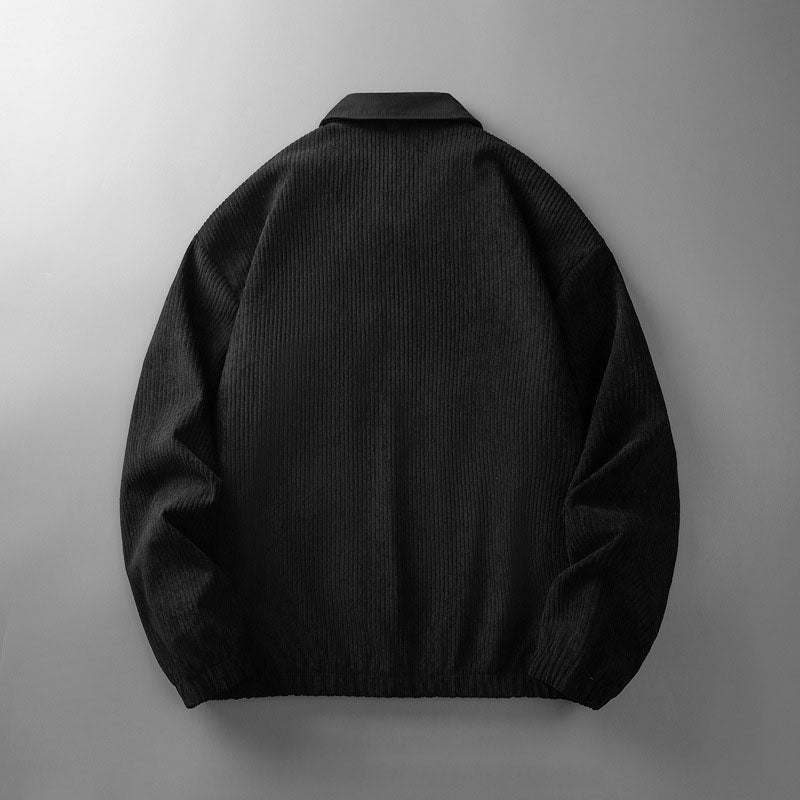 Men's Corduroy Jacket with Stand Collar, Chest Pocket and Elastic Hem, view 7