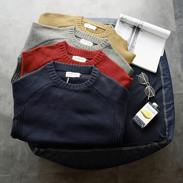 Men's Crew Neck Raglan Sweater with Elbow Patches, view 8