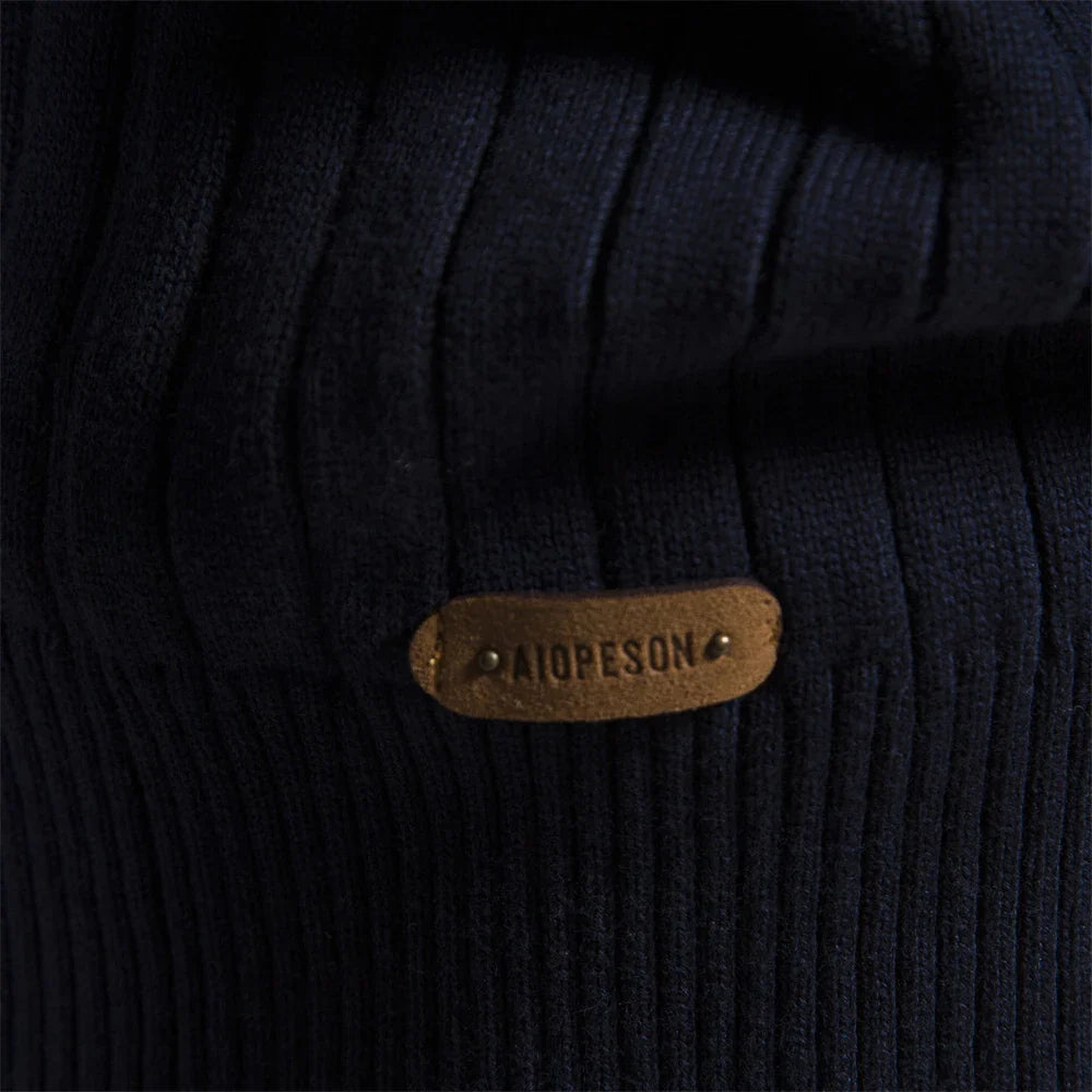 Men's Fall Zip Sweater with Stand Collar in Cotton Blend, view 10