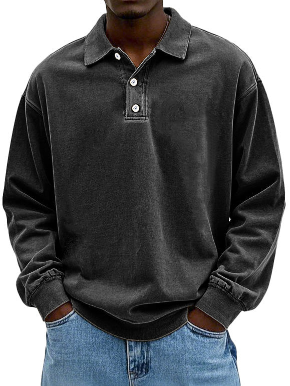 Men's Long Sleeve Polo Shirt with Button Placket in 9 Colors, view 9