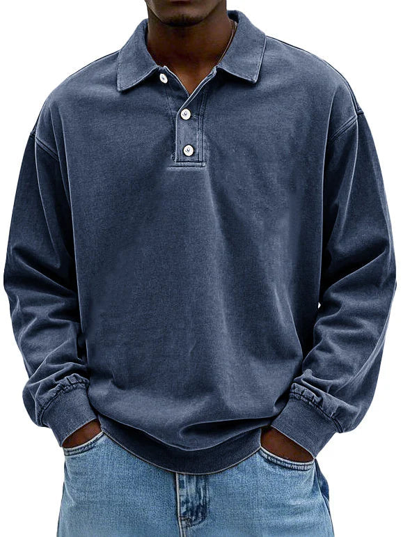 Men's Long Sleeve Polo Shirt with Button Placket in 9 Colors, view 10