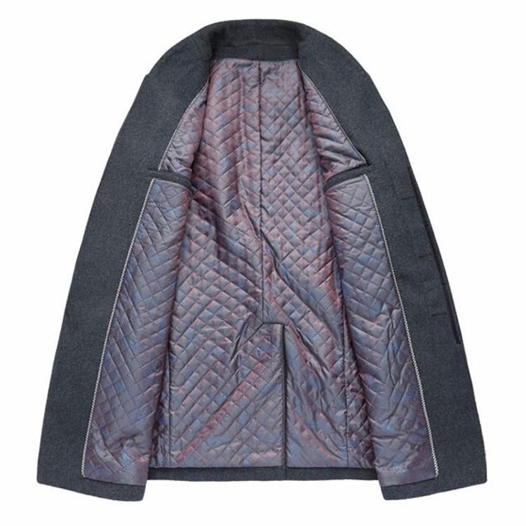 Men's Long Wool Coat with Turn Down Collar and Zipper for Winter Evenings, view 6