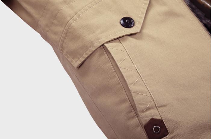 Men's Padded Cotton Jacket with Shoulder Epaulets in Slim Fit for Cold Months, view 7