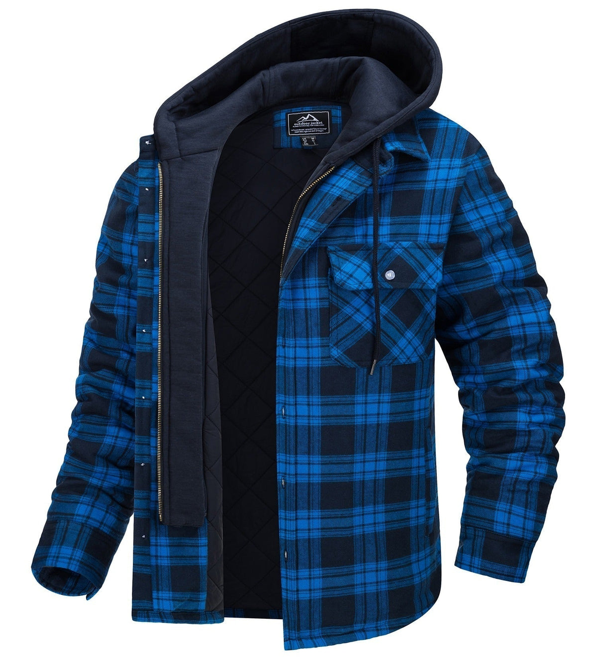 Plaid hooded jacket shown in six two tone colorways