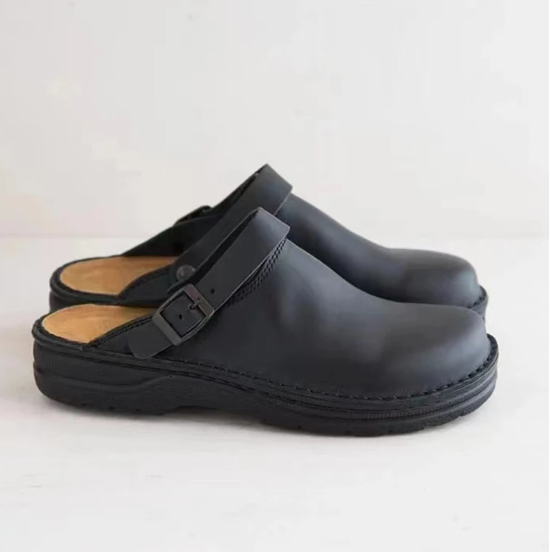 Men's Soft Leather Slippers with Sturdy Sole for Indoors and Quick Errands, view 3