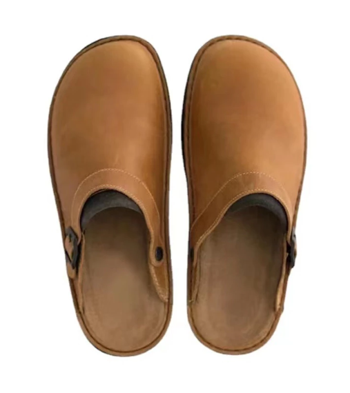 Men's Soft Leather Slippers with Sturdy Sole for Indoors and Quick Errands, view 5
