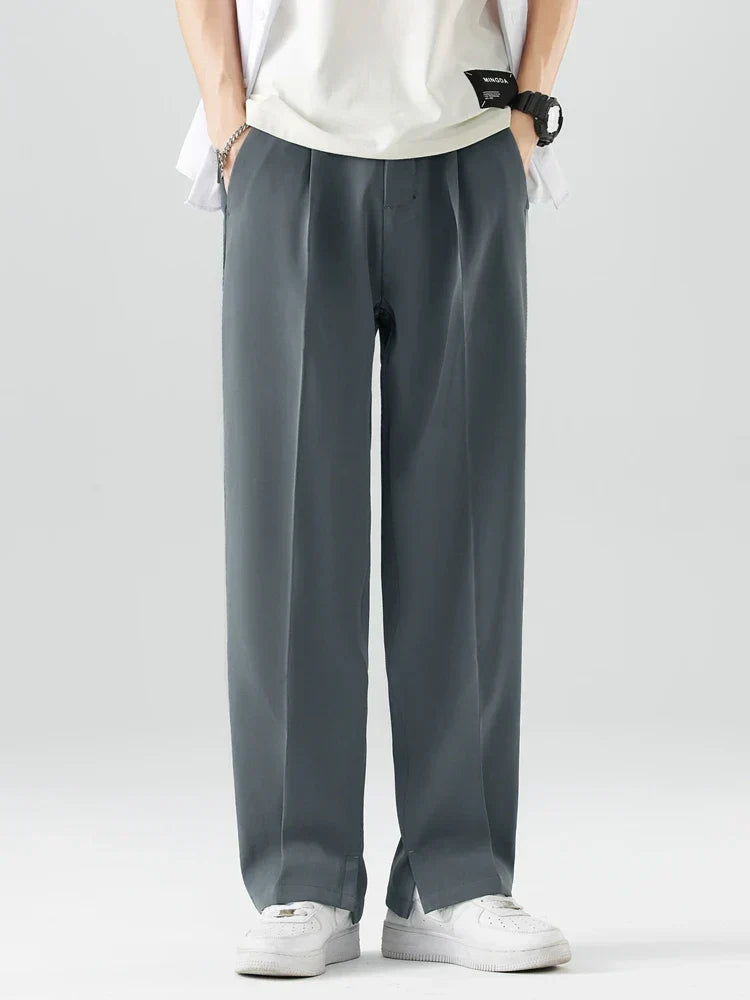 Men's Straight Leg Pants in Breathable Cotton Blend, view 3