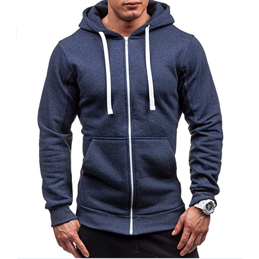 Fleece zip hoodie with hood drawstrings in four colors