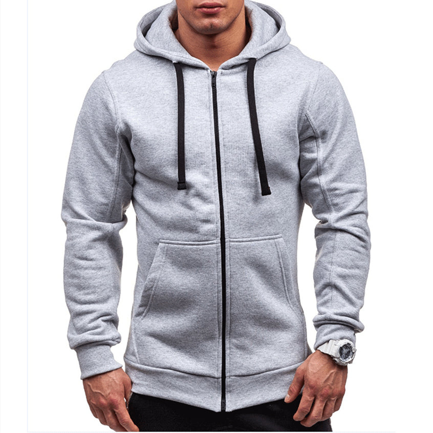 Men's Windproof Fleece Hoodie with Zipper and Drawstrings, view 3