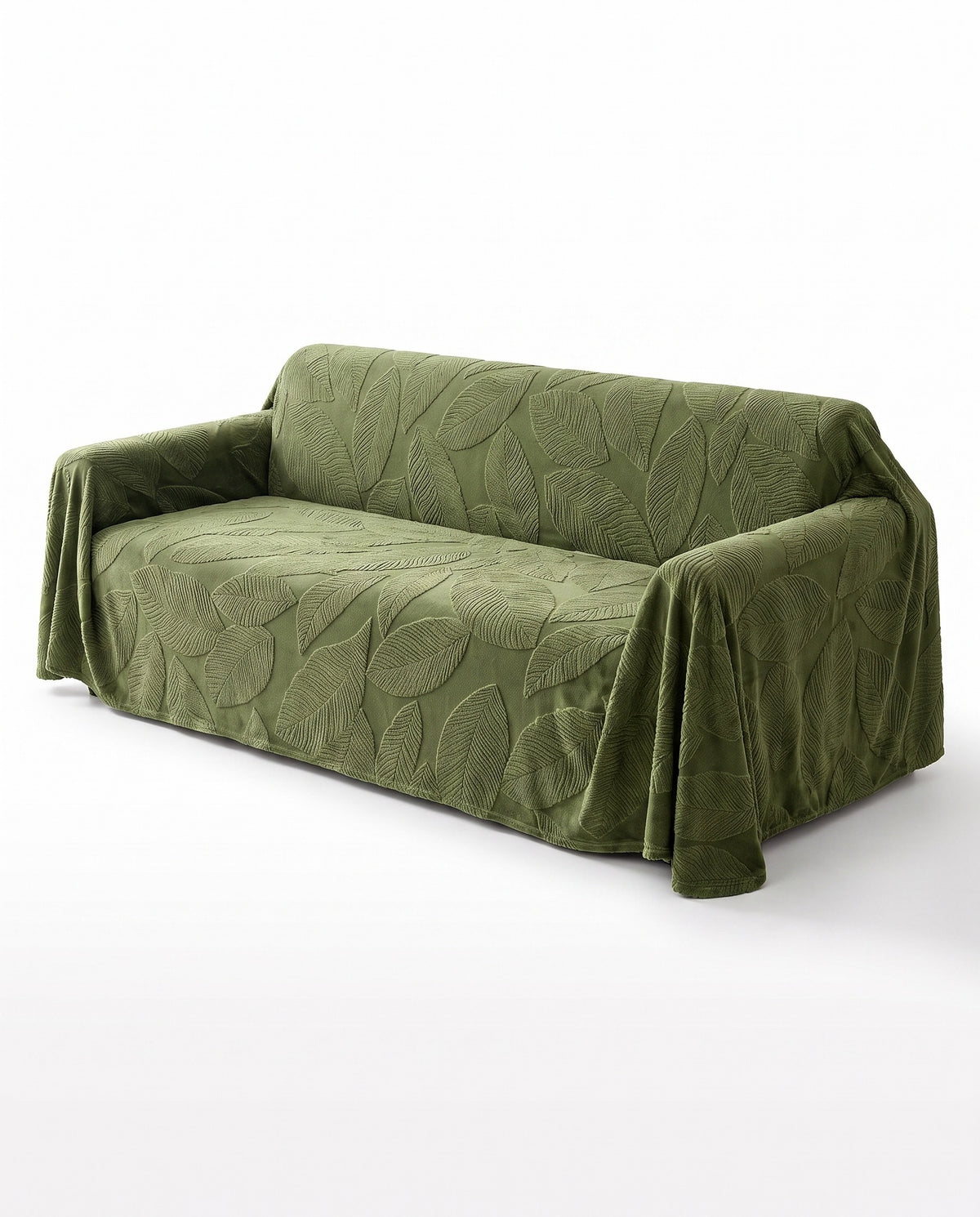 Modern Leaf Velvet Jacquard Stretch Sofa Cover - Spill-Resistant | Scratch Resistant