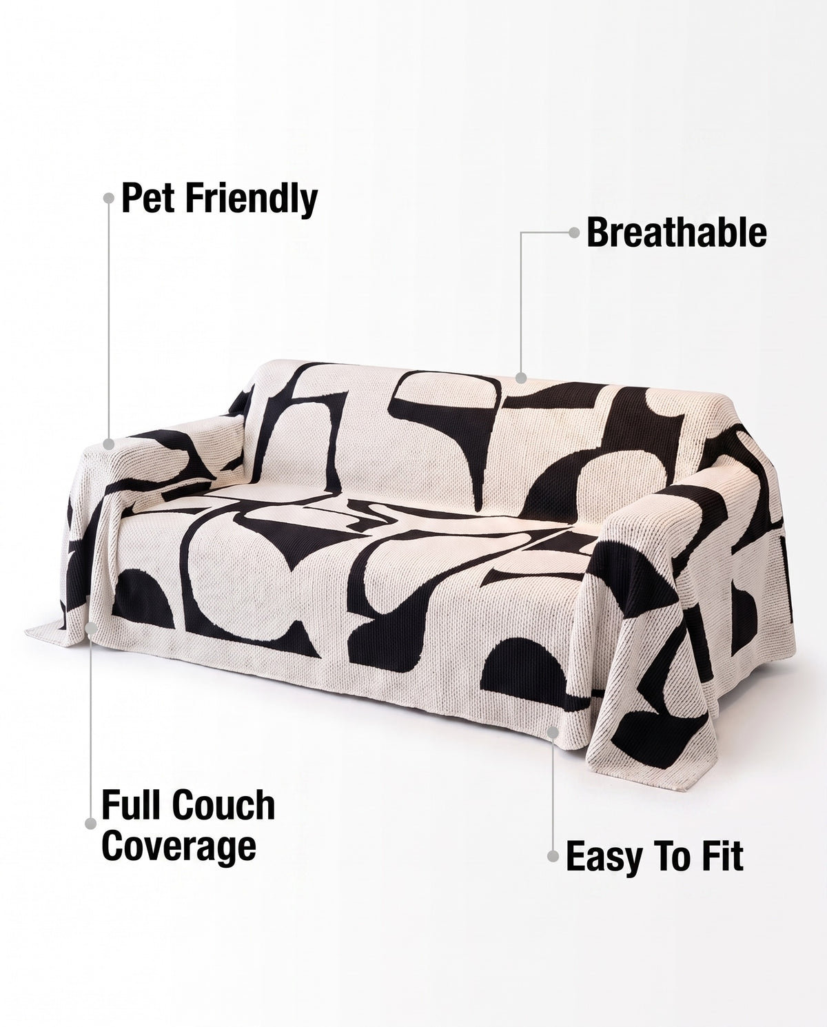 Modern White Monochrome Chic Sofa Cover | Pet Friendly, 71-165in