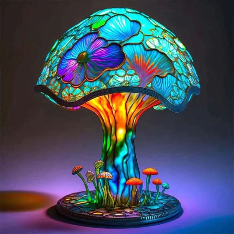 Mosaic Table Lamp in Glass and Resin with Warm Light in Eight Designs, view 1