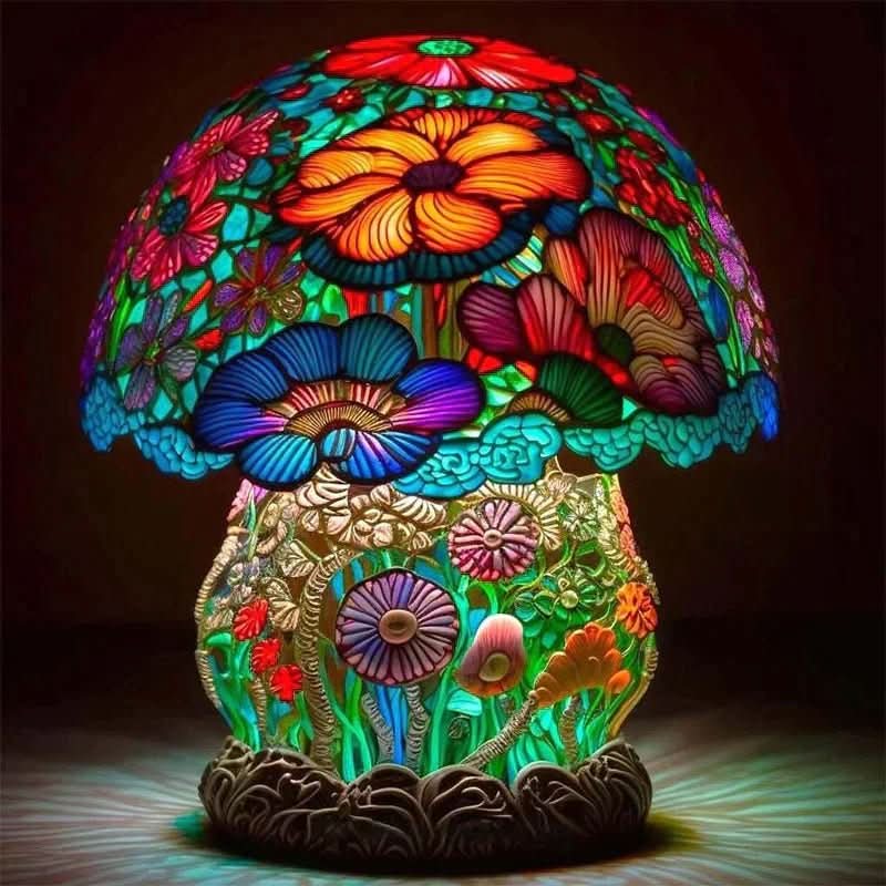 Mosaic Table Lamp in Glass and Resin with Warm Light in Eight Designs, view 3