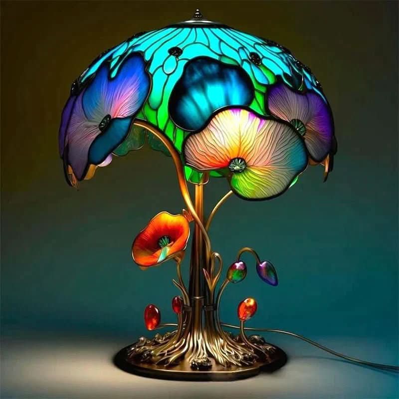 Mosaic Table Lamp in Glass and Resin with Warm Light in Eight Designs, view 4
