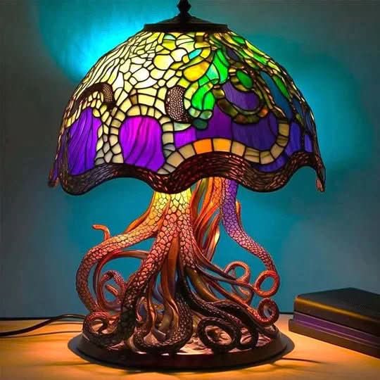 Mosaic table lamps in several designs side by side