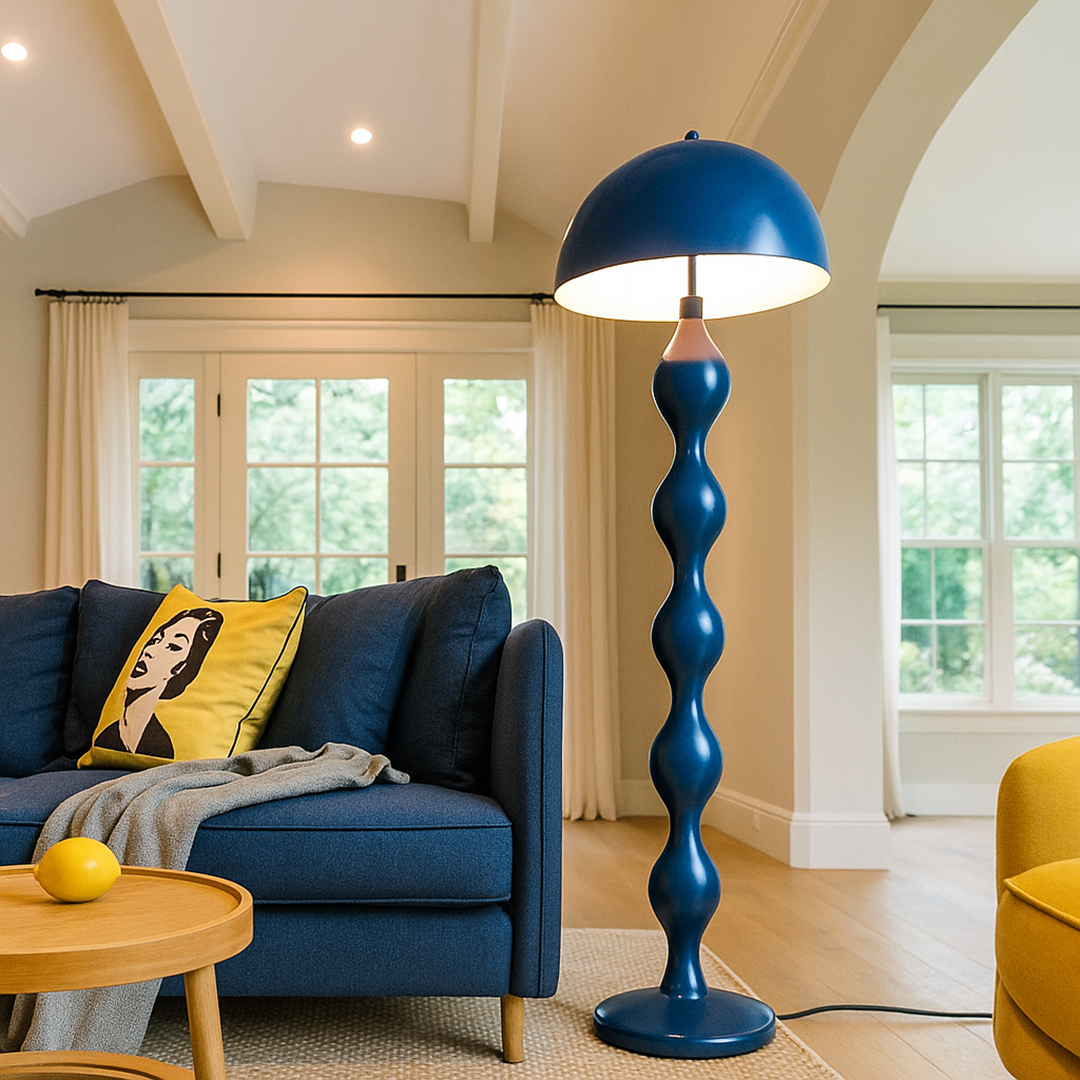 Mushroom Shade Floor Lamp with Turned Base, 59 in, Three Sockets, view 16