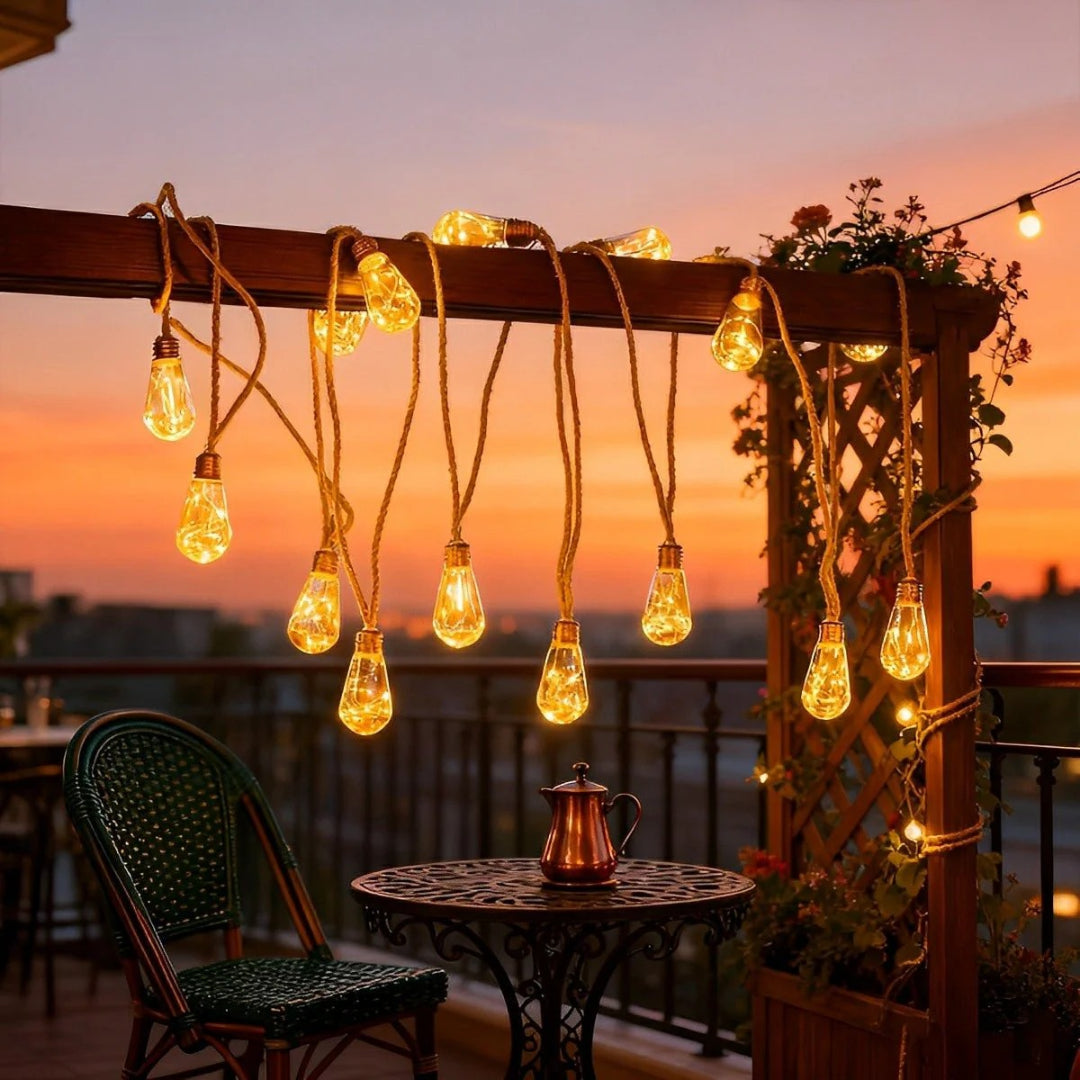 Hemp Rope Solar String Lights