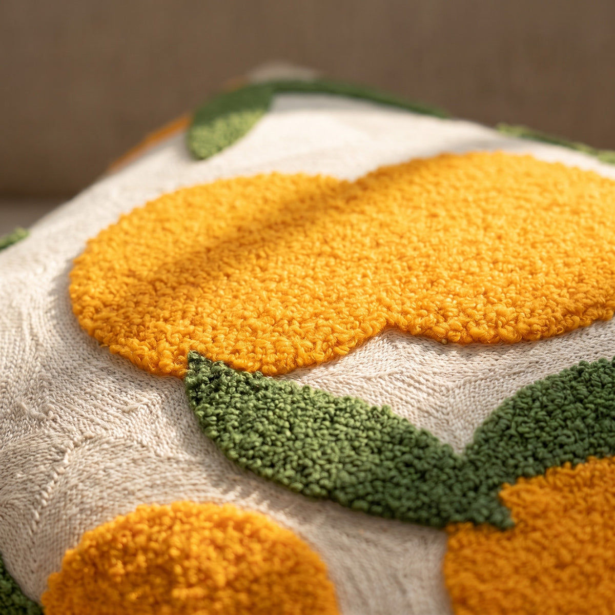 Orange Embroidered Cushion Cover | Textured Accent Pillow