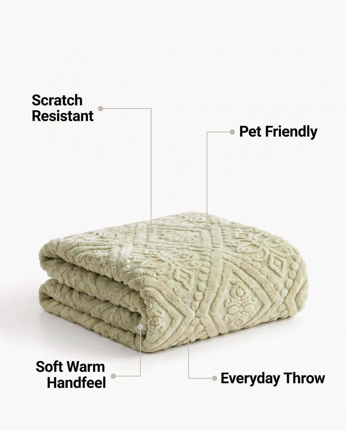 Oriental Elegance Embossed Fleece Blanket | Scratch Resistant, 70-90in