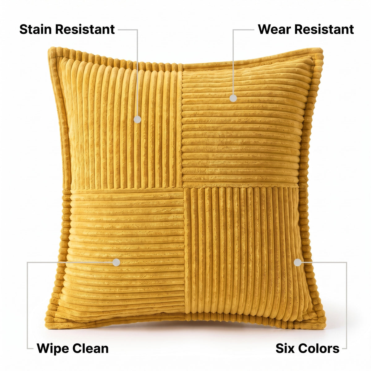 Stain Resistant Cushion Cover | Wipe Clean Polyester, 6 Colors