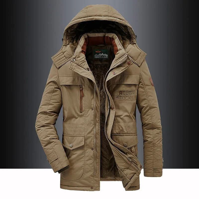 Padded Winter Parka with Fleece Lining, Windproof with Detachable Hood, view 4
