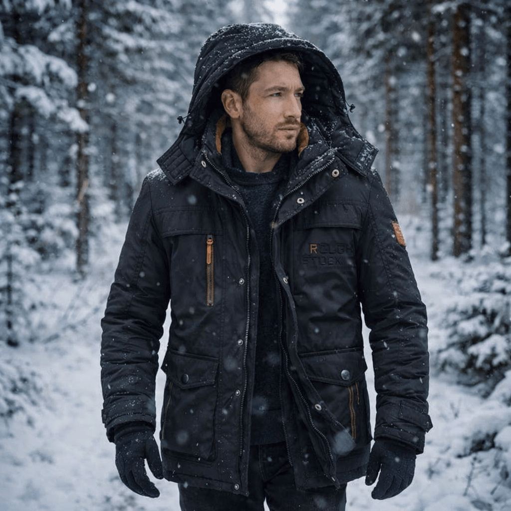 Fleece lining and detachable hood of the winter parka