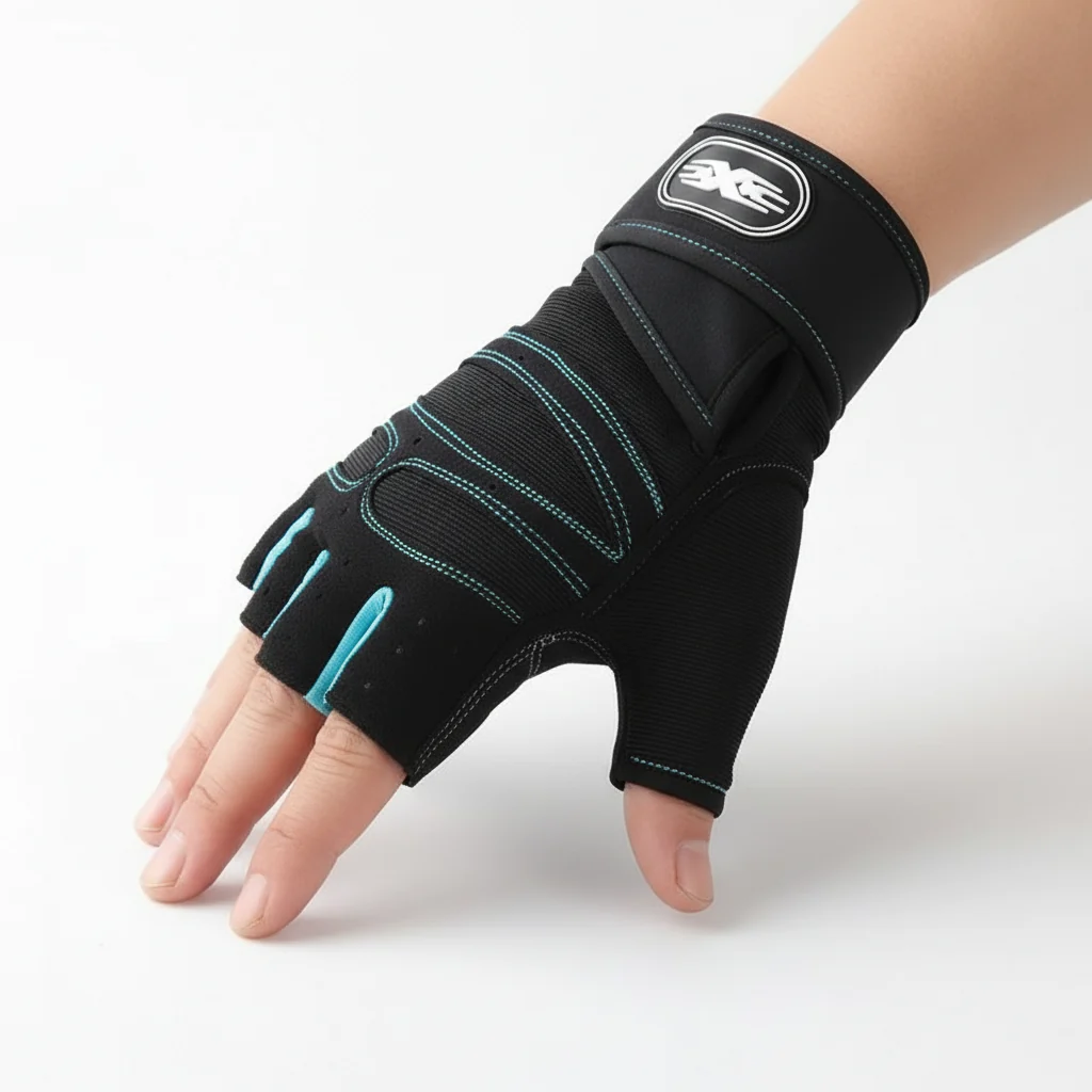Padded Workout Gloves with Wrist Support for Weightlifting and Cycling, view 2