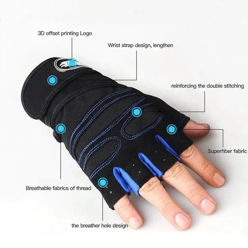 Padded Workout Gloves with Wrist Support for Weightlifting and Cycling, view 4