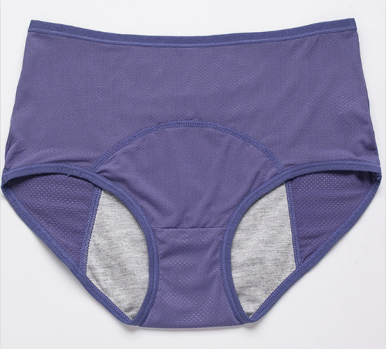 Period underwear in several colors folded side by side