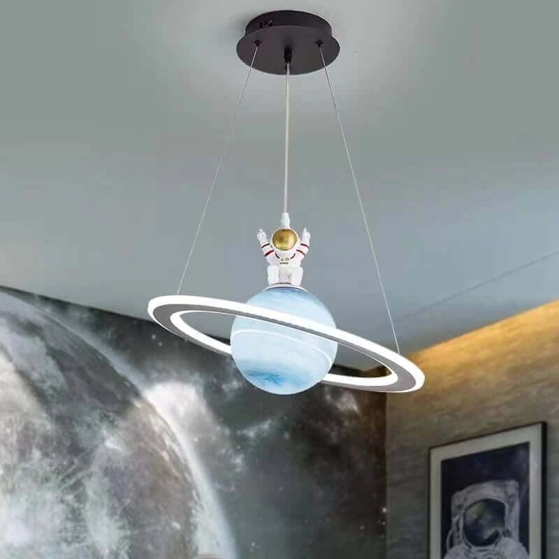 Planet Pendant Light with Glowing Ring, 15.7 Inch, Optional Astronaut, view 10